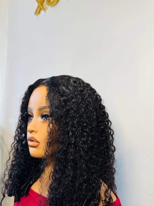 Finger Coil Ends 7x5 Lace Closure Glueless Wigs Natural Black Spiral Curls Water Curly Hair Twist Out At The End 100% Human Hair Ready To Wear.