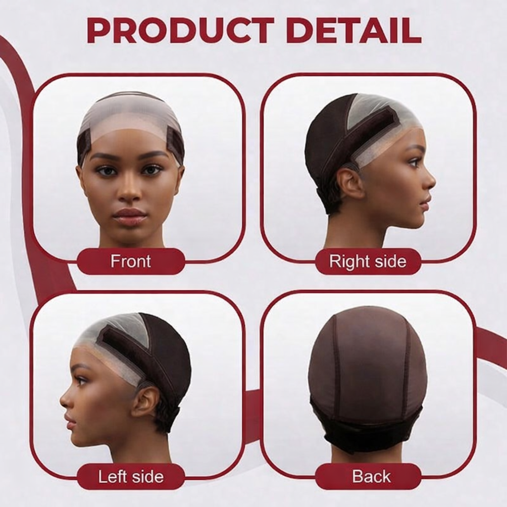 Lace Wig Grip Cap For Glueless Wig 9x6 Large Transparent Lace Reusable Wig Cap, Grip Cap For Lace Frontal Wigs To Keep Wigs In Place, Adjustable Wig Cap With Non Slip Grip Band For Women