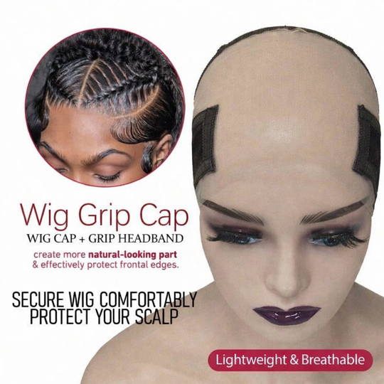 Lace Wig Grip Cap For Glueless Wig 9x6 Large Transparent Lace Reusable Wig Cap, Grip Cap For Lace Frontal Wigs To Keep Wigs In Place, Adjustable Wig Cap With Non Slip Grip Band For Women