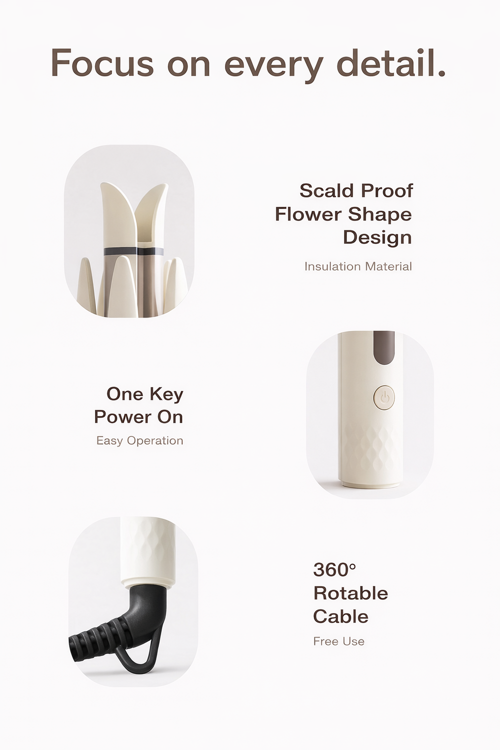 Xoticsista Automatic Curling Iron, Professional Auto Curler, 4 Temperature Settings & More Heating Modules, Fast Heating, Create Long-Lasting Beach Waves