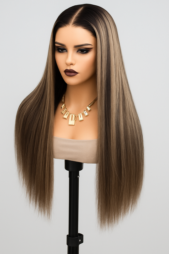 Blond Balayage Straight Glueless Wig.