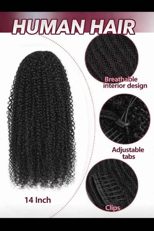 Afro Drawstring Ponytail Human Hair Bun For Women Brazilian Virgin Human Hair Afro Kinky Curly Clip In Ponytail Extension Human Hair Pieces Natural Color