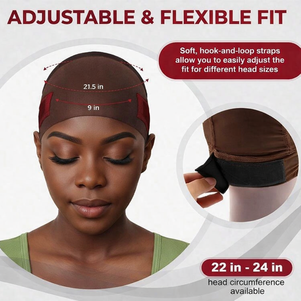 Lace Wig Grip Cap For Glueless Wig 9x6 Large Transparent Lace Reusable Wig Cap, Grip Cap For Lace Frontal Wigs To Keep Wigs In Place, Adjustable Wig Cap With Non Slip Grip Band For Women