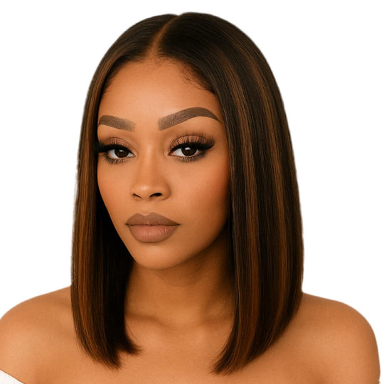 Fully Customised Coffee Brown With Blonde Closure Bob Wig