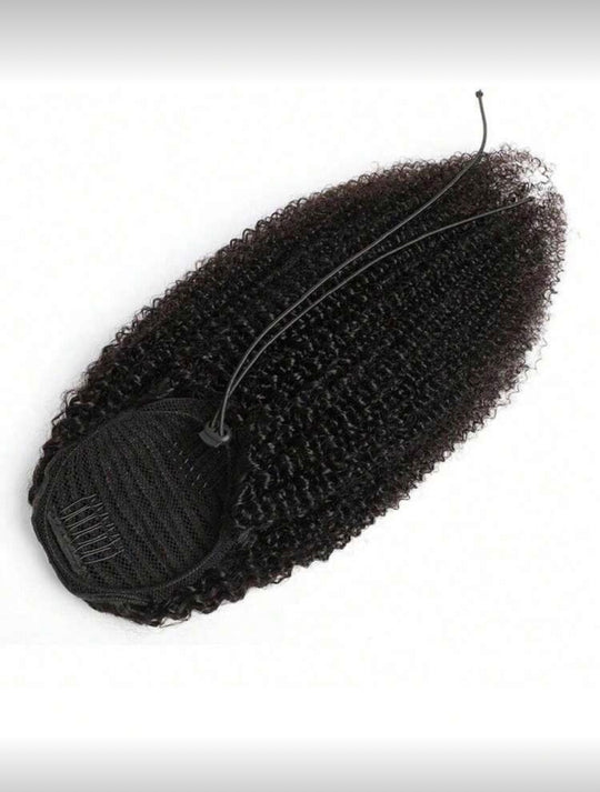 Afro Drawstring Ponytail Human Hair Bun For Women Brazilian Virgin Human Hair Afro Kinky Curly Clip In Ponytail Extension Human Hair Pieces Natural Color