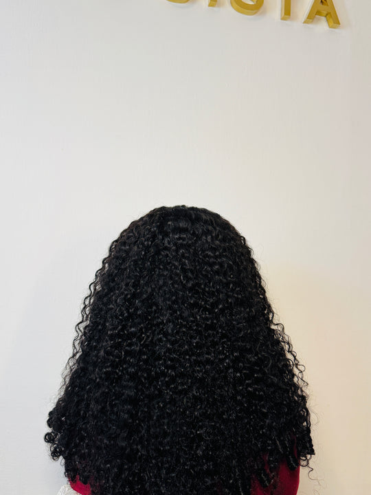 Finger Coil Ends 7x5 Lace Closure Glueless Wigs Natural Black Spiral Curls Water Curly Hair Twist Out At The End 100% Human Hair Ready To Wear.