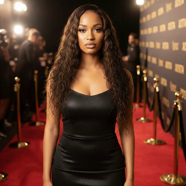 Aretha Natural Black Hair With Highlighted Golden Waves Wig