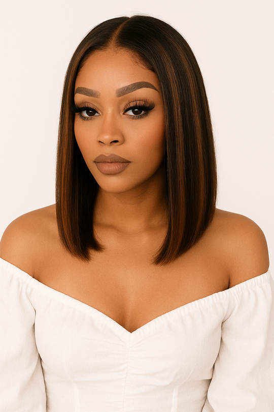 Fully Customised Coffee Brown With Blonde Closure Bob Wig