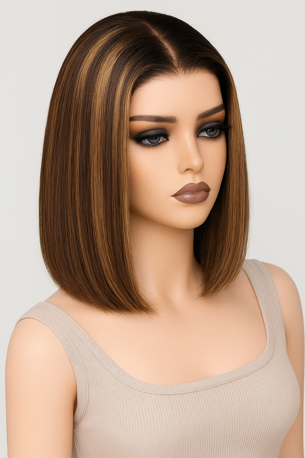 Fully Customised Coffee Brown With Blonde Closure Bob Wig