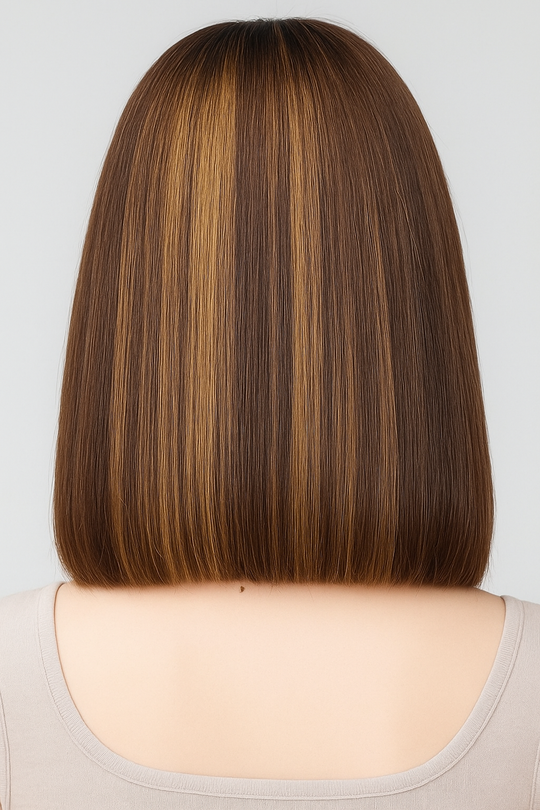 Fully Customised Coffee Brown With Blonde Closure Bob Wig
