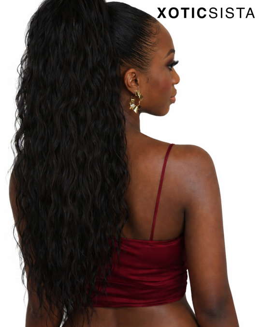 Extension Human Hair Ponytail Extensions - Water Wave, Straight, Curly, Clip-In Ponytail Extensions