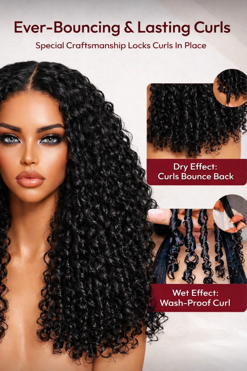 Finger Coil Ends 7x5 Lace Closure Glueless Wigs Natural Black Spiral Curls Water Curly Hair Twist Out At The End 100% Human Hair Ready To Wear.