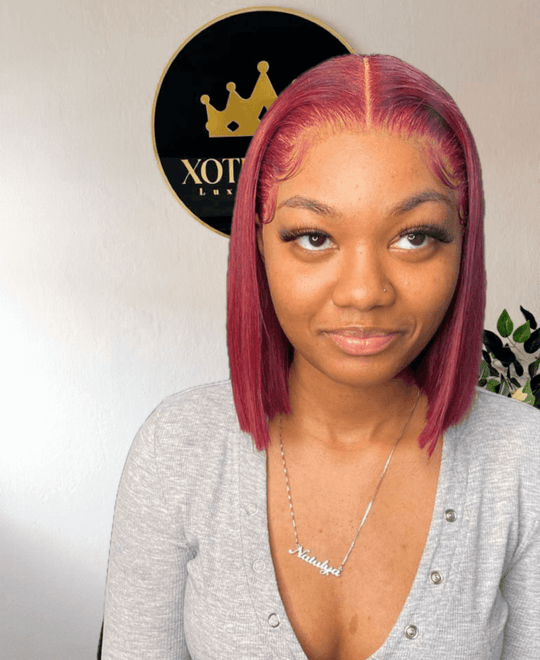 Bad Girl Steph Human Hair Fully Customized Frontal Bungundy Bob Wig