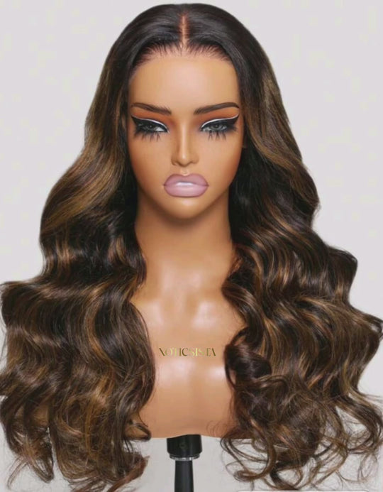 Brown Balayage Bodywave Human Hair 5x7 Lace Wig