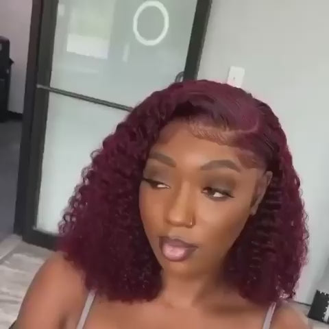 Pre everything fire red 4x4 closure curly wig