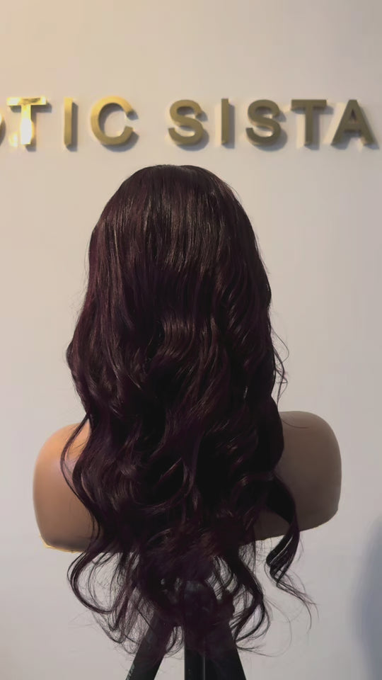 Jodi Black Cherry Virgin Bodywave Closure Wig.